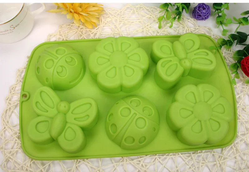 6 полости насекомого силикона ручной работы DIY торт для печенья и пудинга Jello