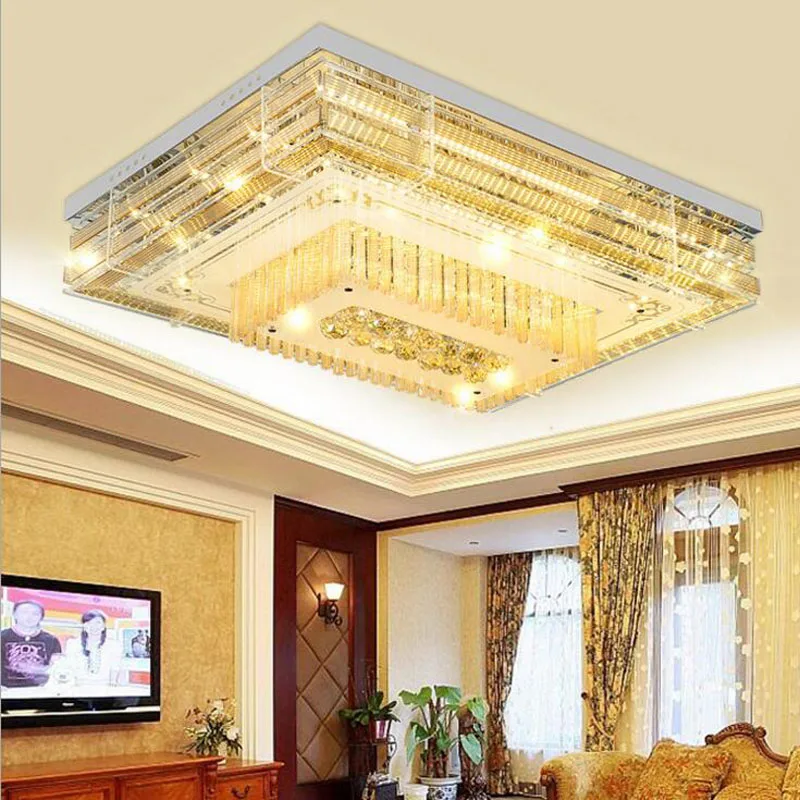 Us 209 88 56 Off Modern Living Room Ceiling Lamp Continental Flat Crystal Lamp Simple Square Led Ceiling Lamp Luxurious Crystal Living Room Lamp In