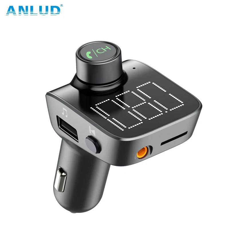 

ANLUD Bluetooth 5.0 FM Transmitter Wireless Bluetooth Car Kit Car MP3 Player Unique Display Screen Aux Modulator Handfree