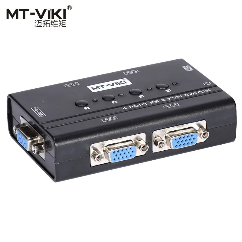 MT-Viki 4 порта VGA KVM переключатель PS/2 мышь консоль клавиатуры ручная кнопка нажмите выбор с оригинальным кабелем Высокое разрешение 460SL