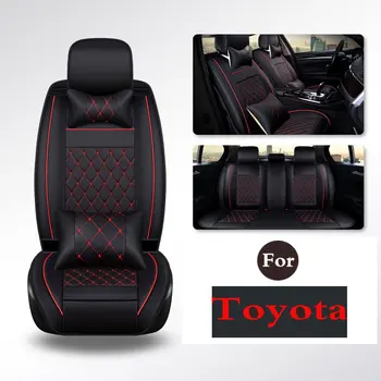 

Leather Black Car Seat Covers Set - Pad - Universal Fit Car, Truck, SUV For Toyota Highlander Camry Levin Yaris E'Z Nv200