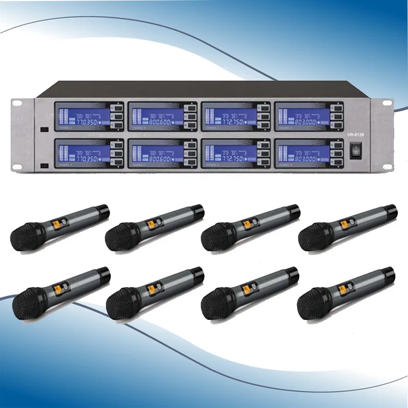 

Wireless System UR-8188 Mic 8 Channel UHF Professional 8 Handheld Microphone Stage Karaoke Wireless Mic