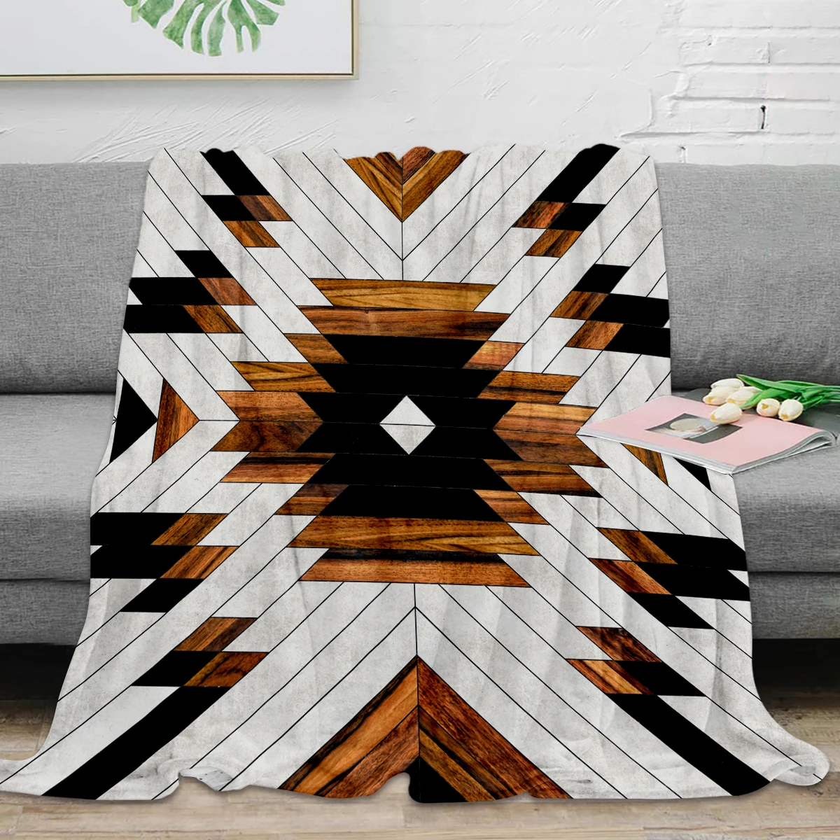 

Urban Tribal Pattern No.5 - Aztec - Concrete and Wood Throw Blanket Warm Microfiber Blanket Flannel Blanket Blankets For Beds