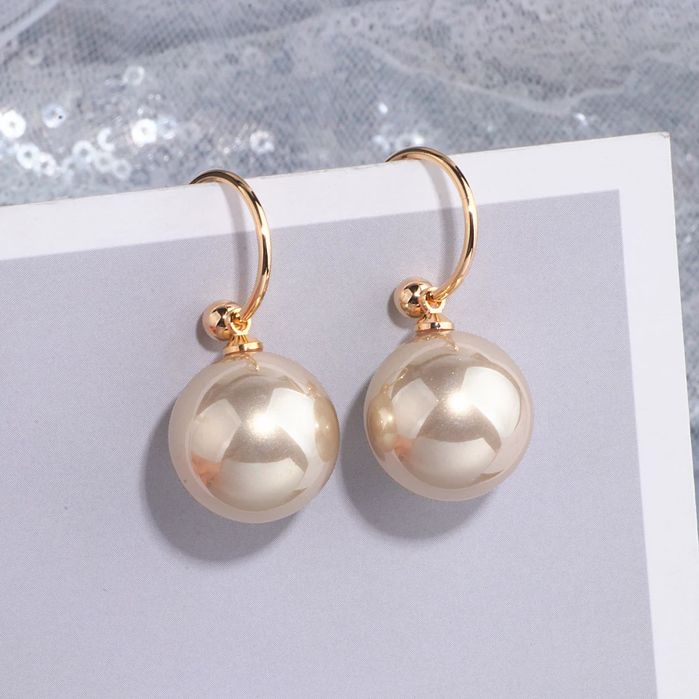 

2019 New Fashion Korean Personality Simple Big Pearl Earrings For Women Elegant Imitation Pearl Drop Earrings For Wedding WX253