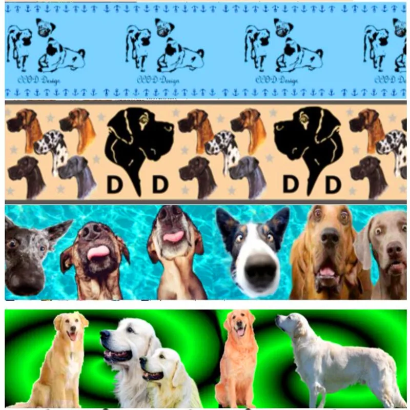 

Pick color size 16 25 38 50 75 mm width dog Printed polyester Grosgrain Ribbon or Satin Ribbon DG01