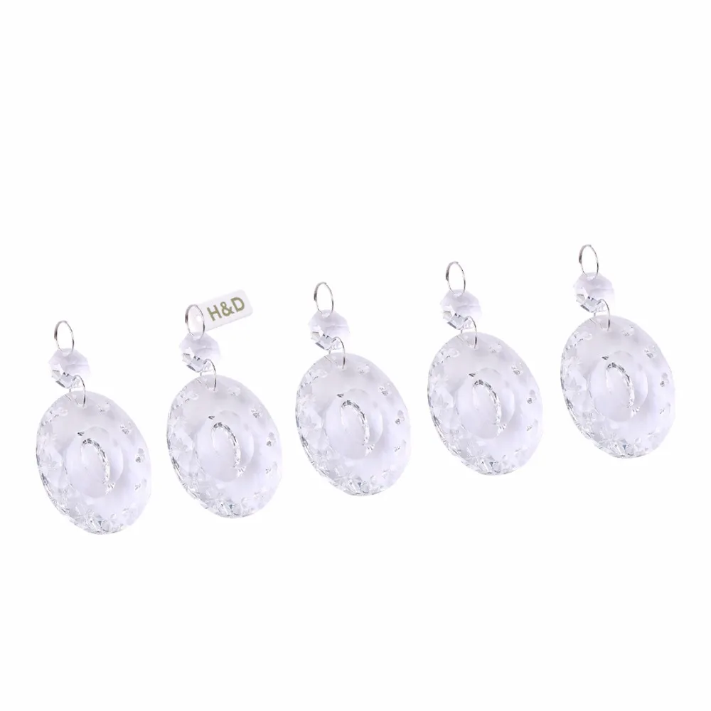 H& D 50 мм Круглое стекло K9 кристалл призмы Suncatcher подвески люстры части гирлянда чакра спектры люстры Висячие капли