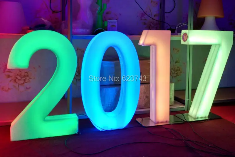 

H82CM colors changeable rechargeable LED light Numbers Luminous figures sign led floor lamp glowing light outdoor/indoor