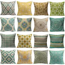 2017 Vintage Geometric Flower Cotton Linen Throw font b Pillow b font Case Cushion Cover font