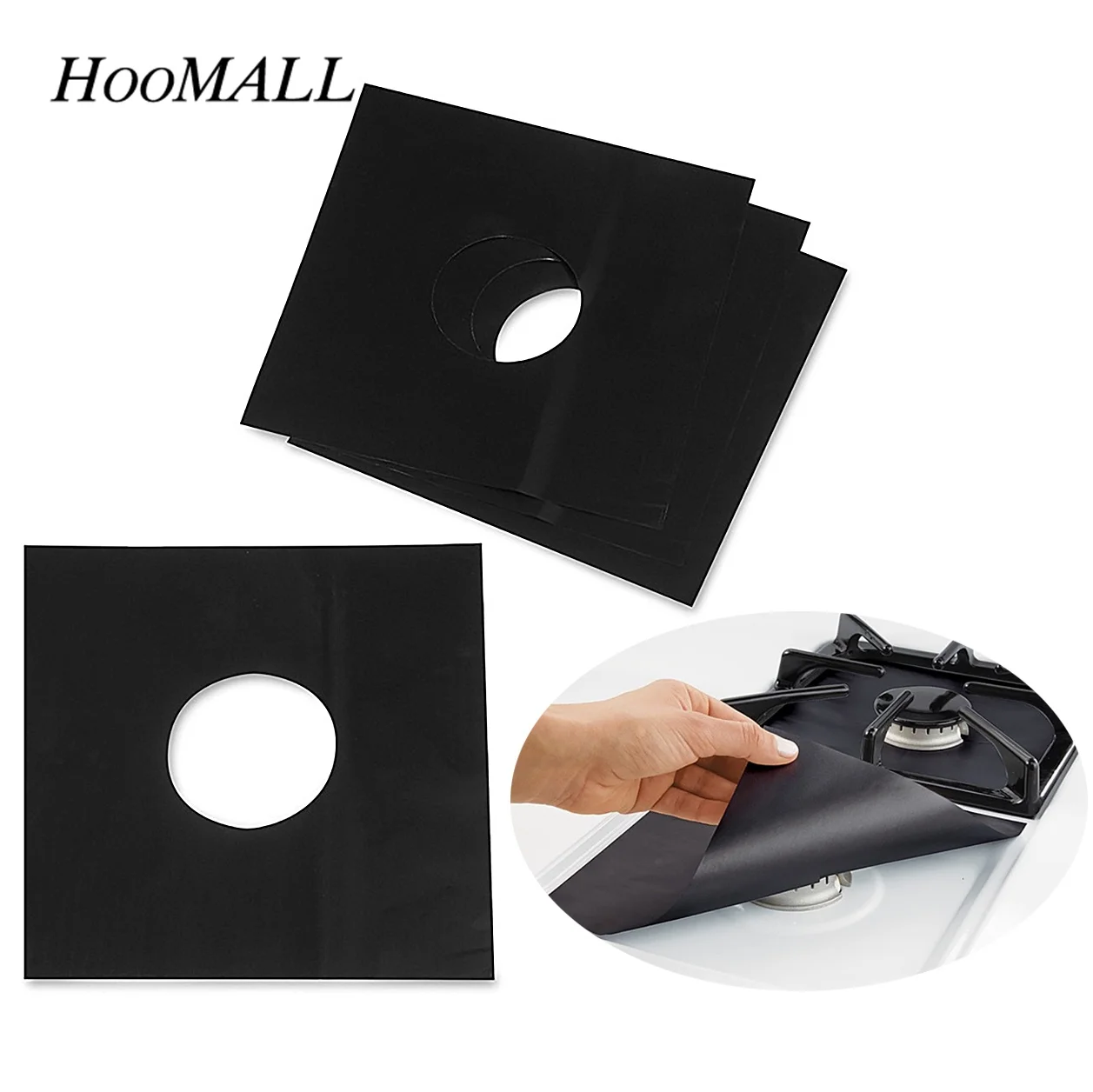 Hoomall 4Pcs Aluminum Foil Glass Fiber Gas Stove Protectors Stovetop