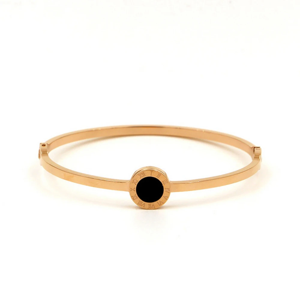 Fashion Stainless Steel Black Shell Thin Bangle Bracelet With Roma Numerals | Украшения и аксессуары