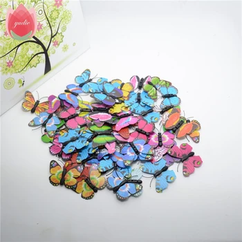 

100pcs Plastic Butterfly Handmake Artificial Flowers Head Wedding Decoration DIY Wreath Gift Box Scrapbooking Craft Fake Flowers