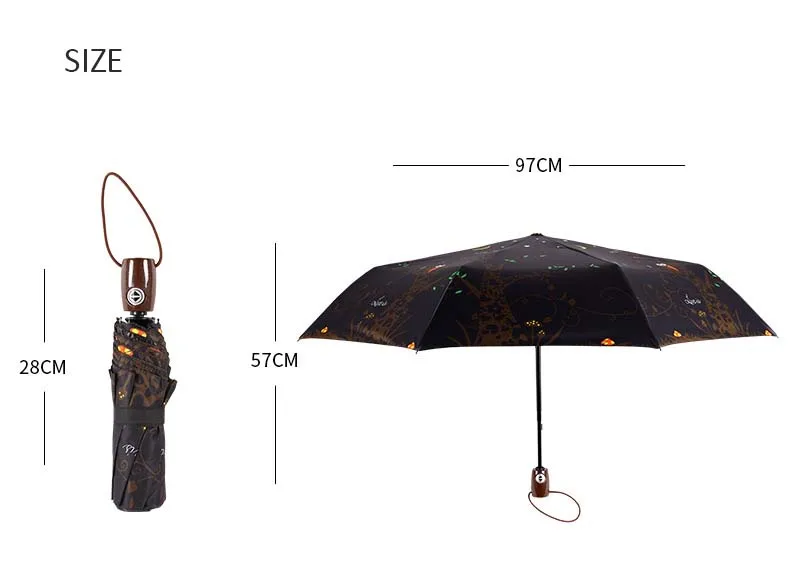 Творческий просто мило Сова зонтик дождь три складной зонт женский Солнечный зонтик автоматический зонт ветрозащитный/УФ