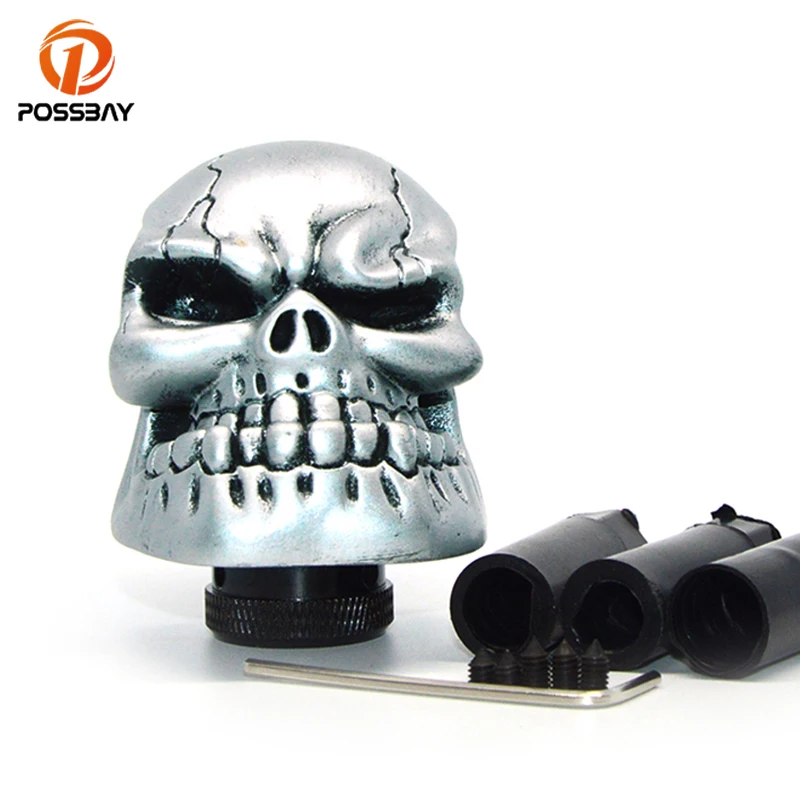 POSSBAY cráneo diablo cabeza Universal Car Gear Shift Manual perillas Gear Knob cubierta parte Interior Palanca De cambio POSSBAY cráneo diablo cabeza Universal Car Gear Shift Manual perillas Gear Knob cubierta parte Interior Palanca De cambio