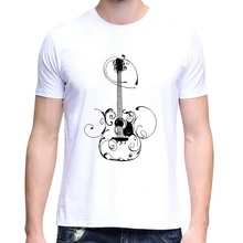 Fashion Stylish Men’s Guitar Print Summer O-Neck Short Sleeve Top Tee T-Shirt