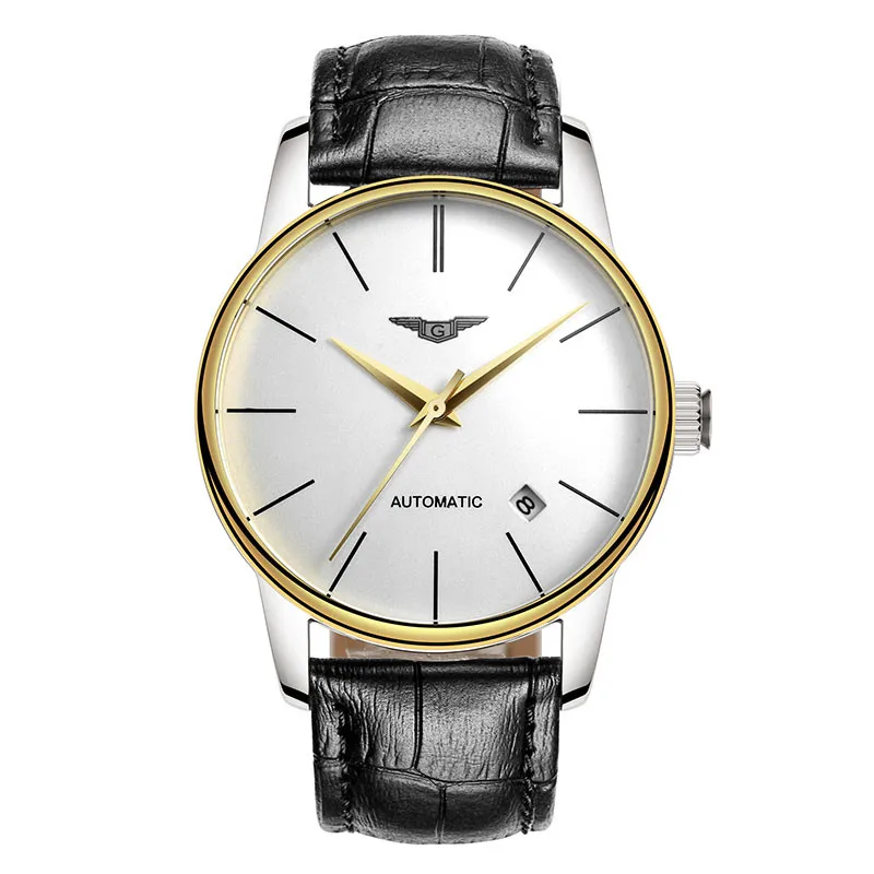 GUANQIN мужские часы Топ люксовый бренд механические часы для мужчин водонепроницаемые сапфировые кожаные мужские автоматические наручные часы
