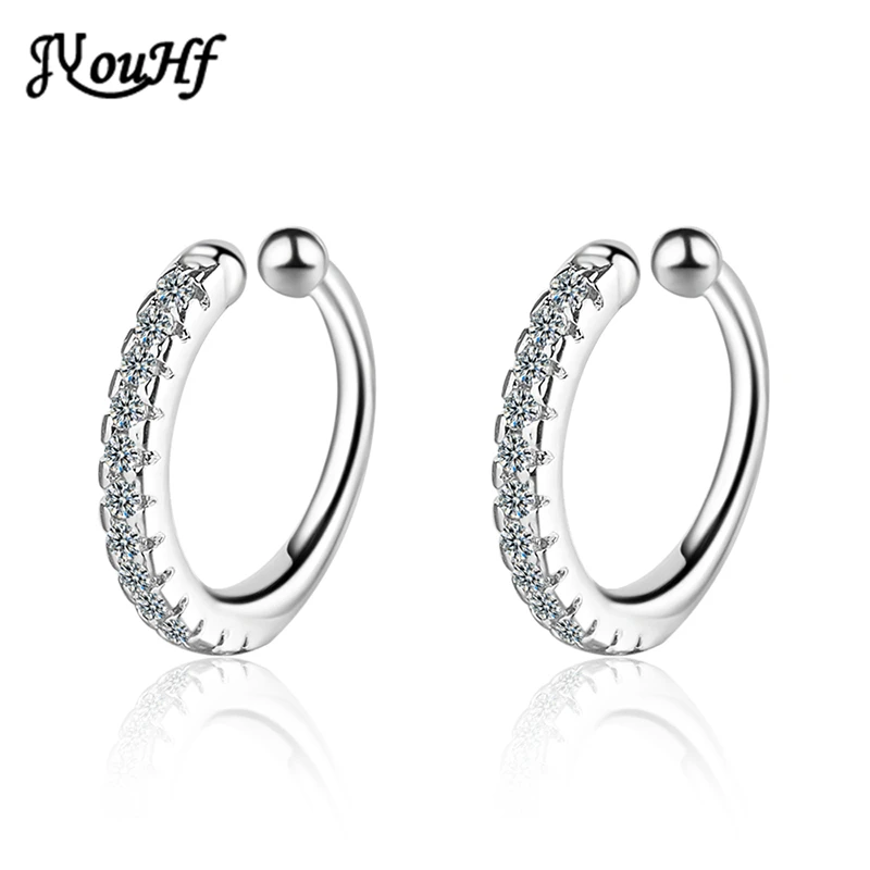 

JYouHF Simple Fashion 925 Sterling Silver Clip on Earrings without Piercing Jewelry Single Row Inlay Zircon Ear Cuff Earrings