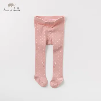 

DB12033 dave bella autumn infant baby girls lolita pink rabbit dots leggings children fashion leggings