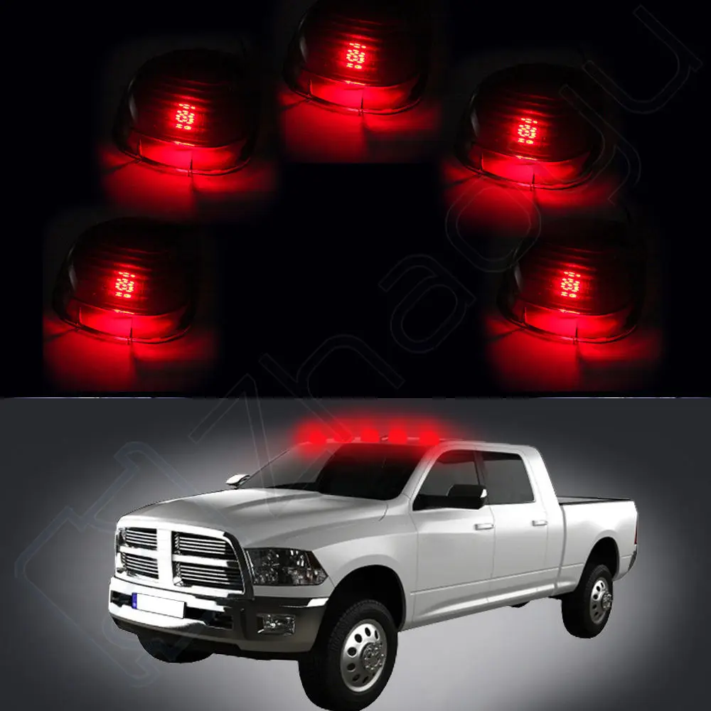 Scitoo 5Pcs Smoke Cab Roof Running Light Marker Lens +5Pcs 168 Led Light 6 5730smd White Fit 1999 2016 Ford E F Series