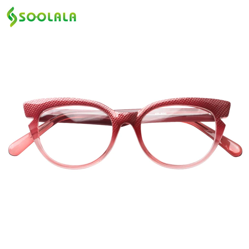 SOOLALA Cat Eye Reading Glasses Women Men Fashion Hit Color Eyeglasses Frame Presbyopia Reading Glasses Cateye +0.5 to 4.0