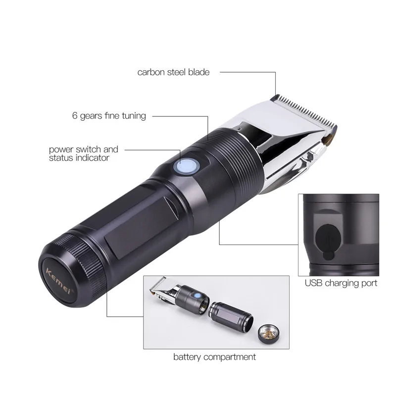  Professional Electric Hair Clipper Men Hair Cutting Machine USB Rechargeable Adjustable Hair Cutter