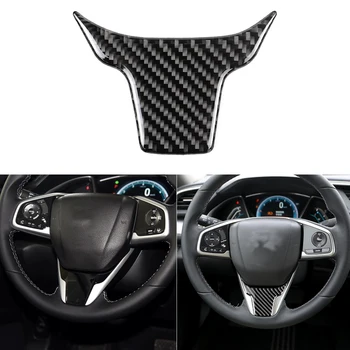 

Carbon Fiber Steering Wheel Cover Sticker Panel Frame Trim Interior For 16-18 2016+ Honda Civic (10th Gen) New