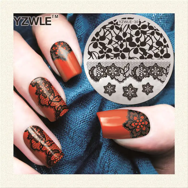 

Lace Flower Designs Nail Template 2019 NEW Nail Art Plate Stainless Steel Image Nail Art Stamping Decor DIY Nails Tool