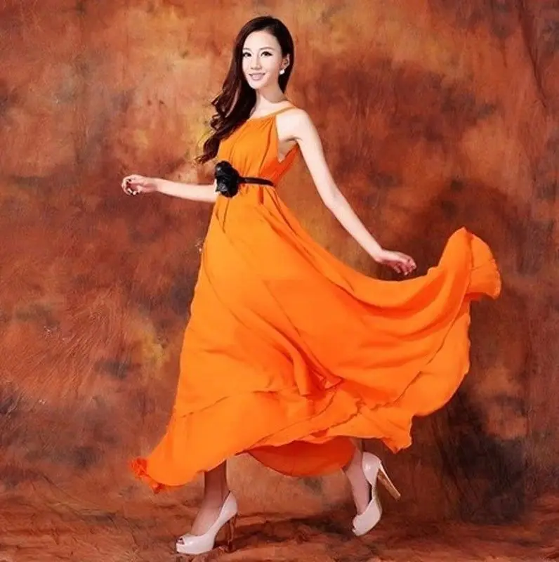 orange colour one piece dress