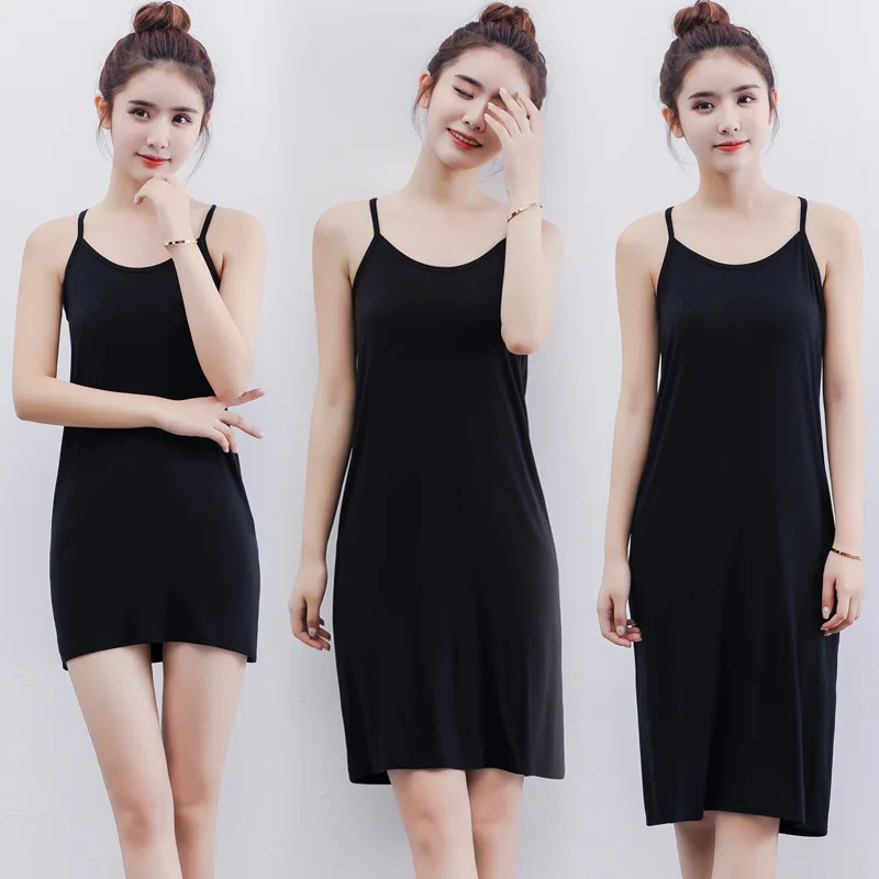 

Summer Women's Uniform Plus Size White Dress O-Neck Spaghetti Strap Solid Color Halter Long Dress Casual Slim Women's Black Dres