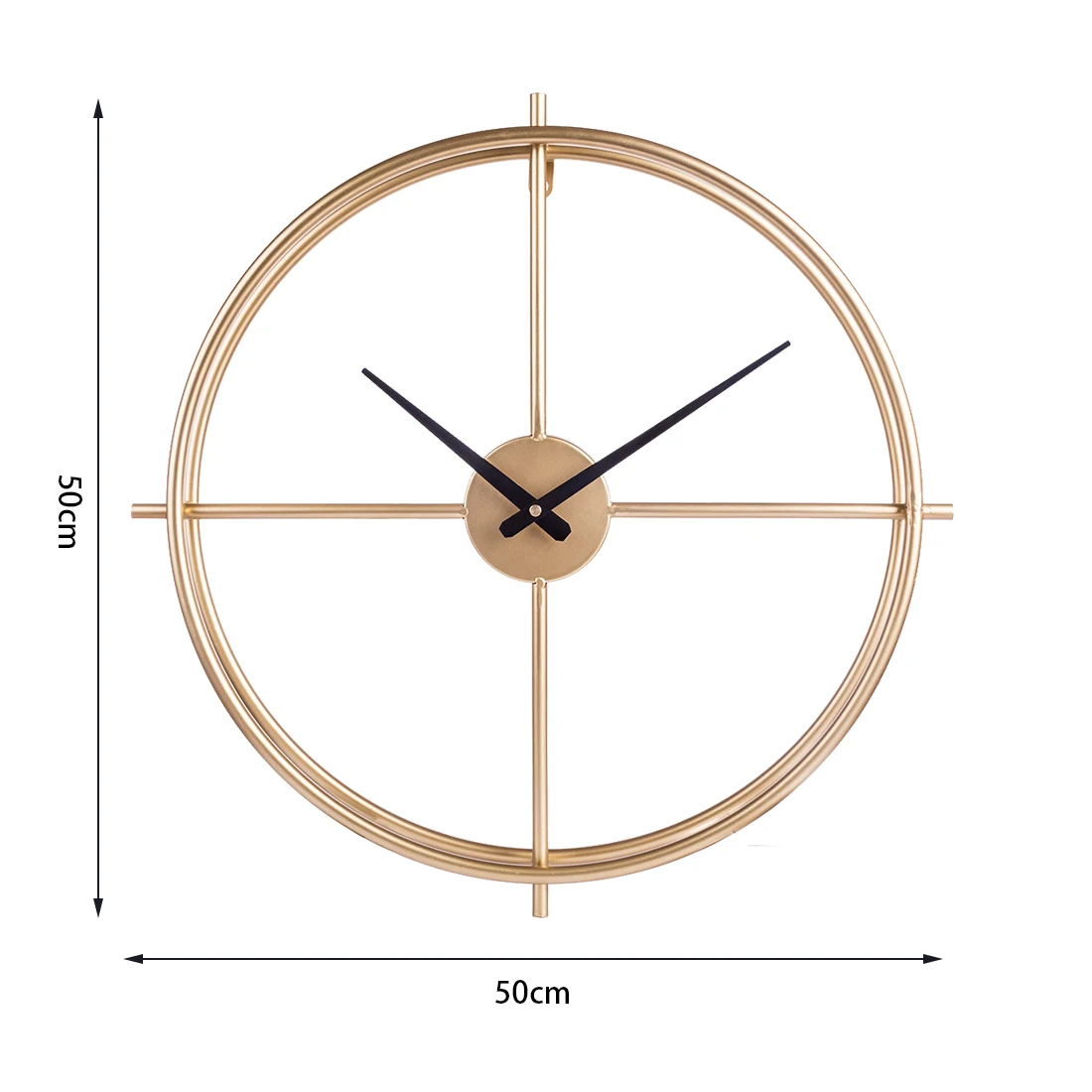 Горячая 50 см Ретро железные художественные часы простые немые настенные часы для домашнего декора Подвесные часы украшение дома Новое поступление-Золотой