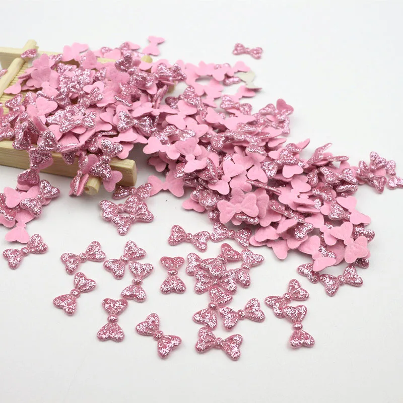 100Pcs Glitter Mini Bowknots Patches Appliqued DIY Craft Supplie Scrapbooking Decor Kids Headwear Accessories Cute Bows Sequined
