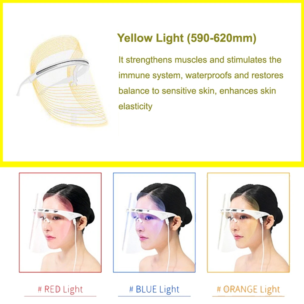 3 цвета фотон Электрический светодиодный маска для лица светодиодный терапия эффективное лечение лица маска против акне удаление морщин Красота Лечение