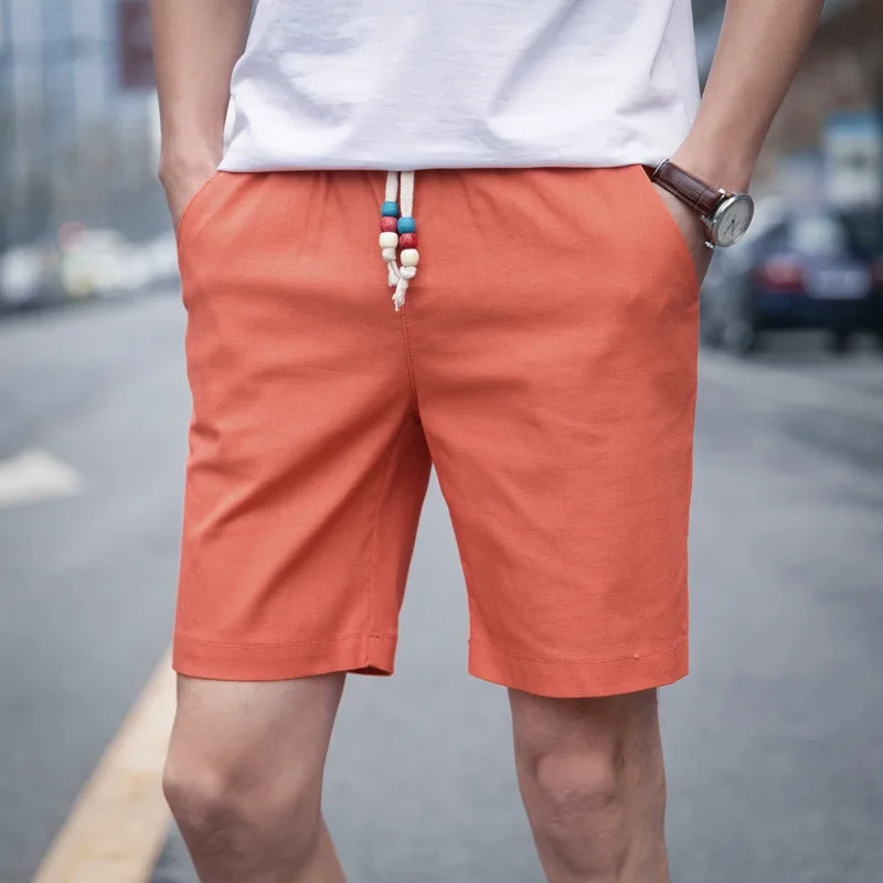 Хлопок 7 цветов повседневные мужские шорты летние шорты Для мужчин бермуды эластичная кулиска на талии хлопковые шорты для мальчиков