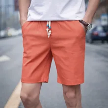 Хлопок 7 цветов повседневные мужские шорты летние шорты Для мужчин бермуды эластичная кулиска на талии хлопковые шорты для мальчиков