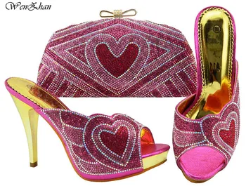 

fuchsia Shoes and Bag Set New Women Shoes and Bag Set In Italy hot selling Italian Shoes with Matching Bags Set B89-22
