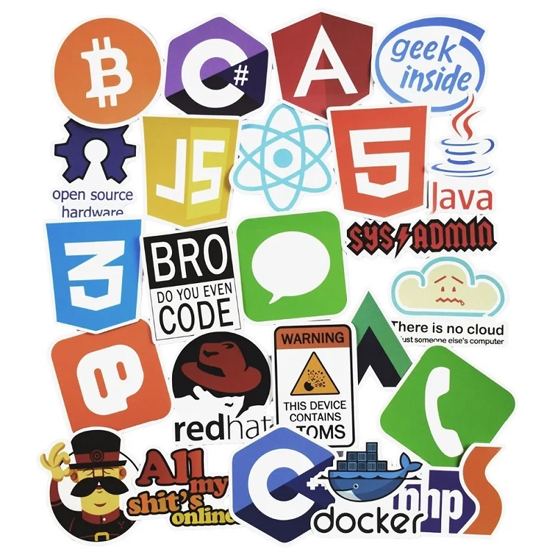 Programmer Stickers 50pcs Internet Java Js Php Html Visual Studio Language App Logo Bitcoin Docker C Js Google Spark Computer Stickers Aliexpress