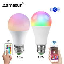 С регулируемой яркостью Bluetooth APP Управление RGB светодиодный лампы E27 RGBW/RGBWW AC85-265V Беспроводной светодиодный светильник ИК-пульт дистанционного управления Управление смарт-лампа для дома