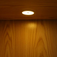 2 шт Ультра тонкая круглая Светодиодная лампа для шкафа интеллектуальная форма с датчиком развертки руки+ адаптер 2 шт