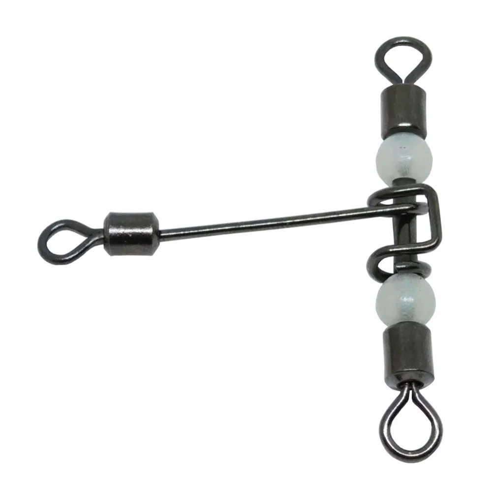 10pieces/lot Fishing Swivels 3 way Luminous T Shape Cross line Rolling