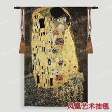 Gustav Klimt-kiss свадебный подарок символ любви настенный гобелен 139*89 см платье женская домашняя куртка ткань текстиль H119