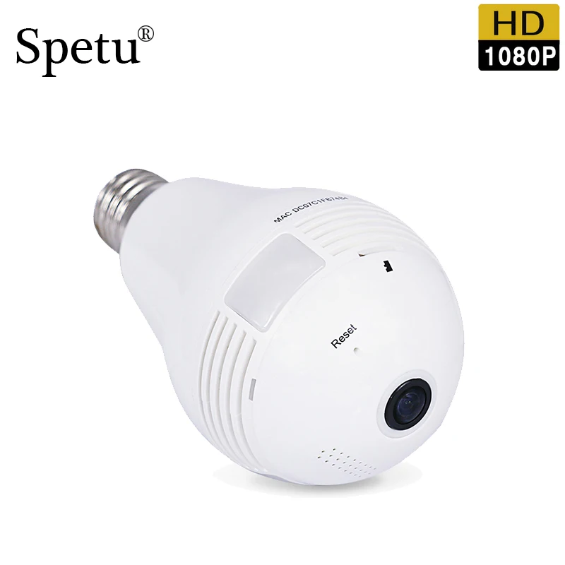 

Spetu 360 Degree Fisheye Panoramic 1080P WiFi Camera Light Bulb Mini Security IP Camera Mini 3D home Camera Wireless Camcorder