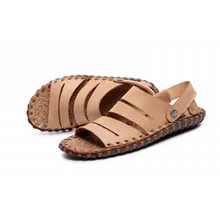 Натуральная Кожа Vintage Поскользнуться На Мужчины Рим Гладиатор Сандалии Ручной Работы Швейные Тапочки Пляжная Обувь Для Мужчин sandalias hombre playa