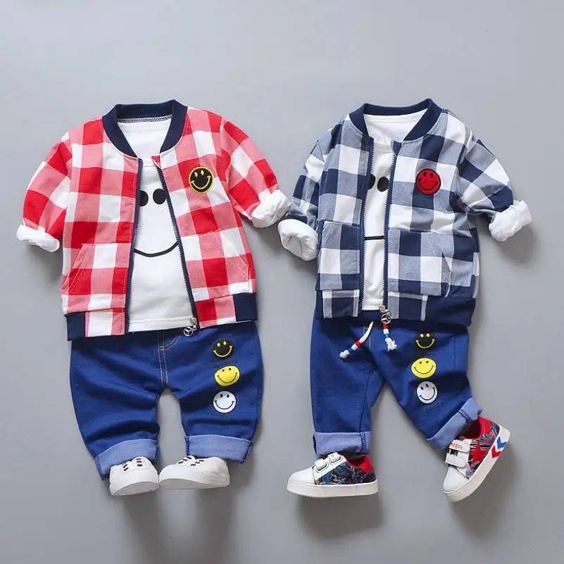 

2019 baby girls boys 3pcs clothing sets Leisure time spring and autumn children coat +T-shirt + pants tracksuits kids clothes