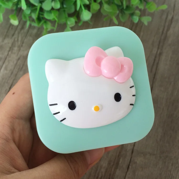 Милый дизайн hello kitty чехол для контактных линз впитывающая коробка для хранения макияжа yey-D2005 - Цвет: Green