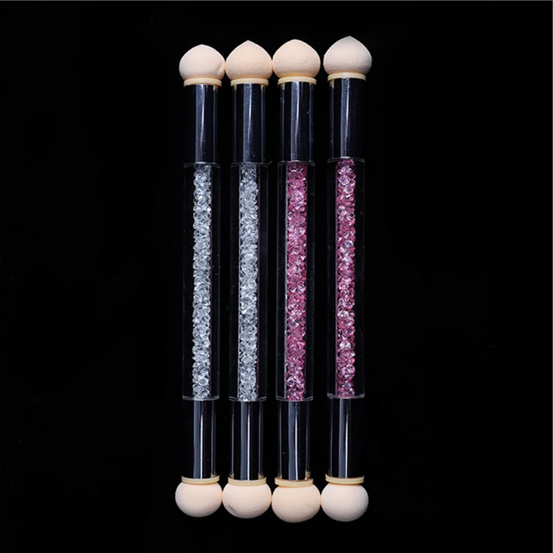 

Set With 4 Replace Sponge Heads Nail Art Gradient Brush Pen Painting Dotting Double End Tips DIY Rhinestone Handle Manicure Tool