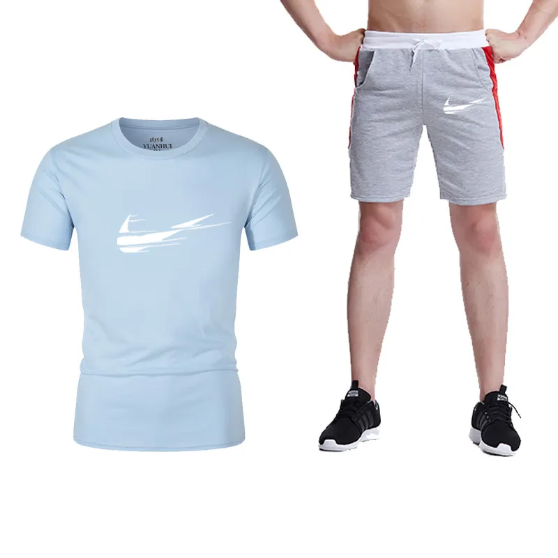 

Summer new fitness men's running suit gym fitness clothing quick-drying breathable sports suit men's suit jersey