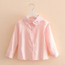 Коллекция года, Осенняя детская одежда Блузки для девочек хлопковые рубашки для девочек с длинными рукавами и смайликом, повседневные рубашки с отложным воротником для девочек