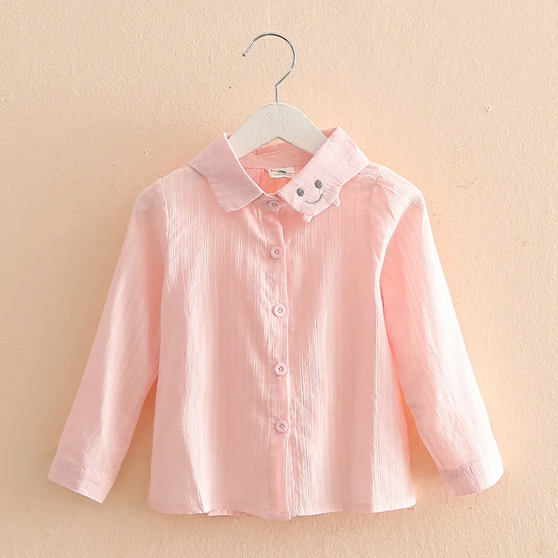 

2019 autumn children's clothing girls blouses smile long sleeve cotton girl shirts for girls kids turn down collar causal shirts