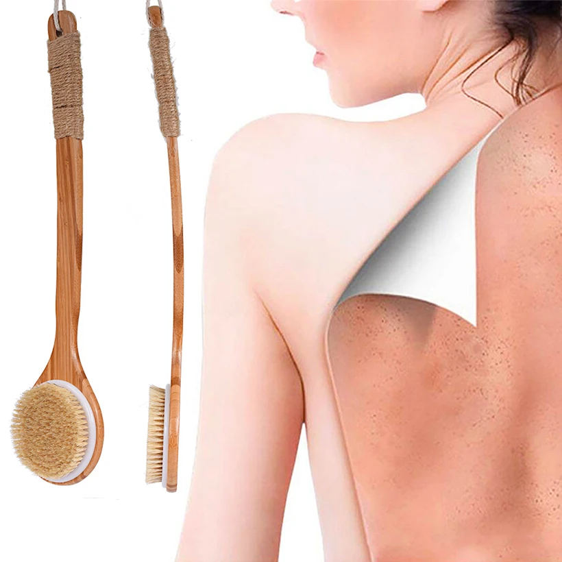 TREESMILE Natural Bristle bath Brush Body Massage Dry brush Dry skin Exfoliation Lymphatic Blood Circulation Shower Brush 1