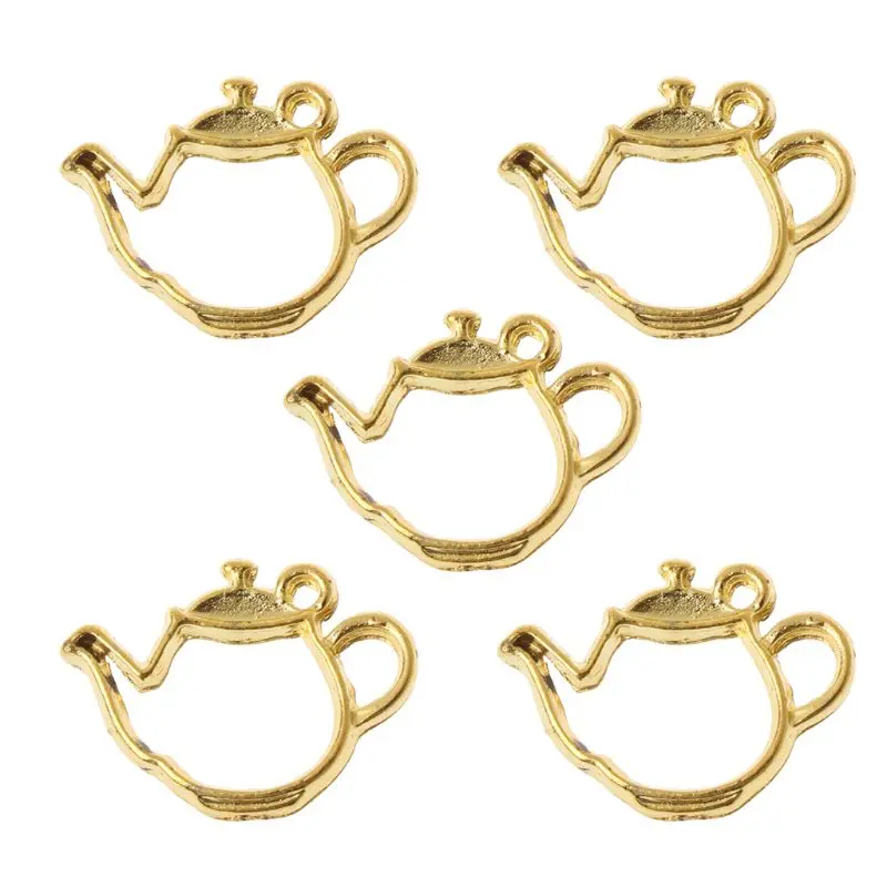 

5Pcs Small Teacup Metal Frames Blank Pendant Open Bezel Setting UV Resin Jewelry