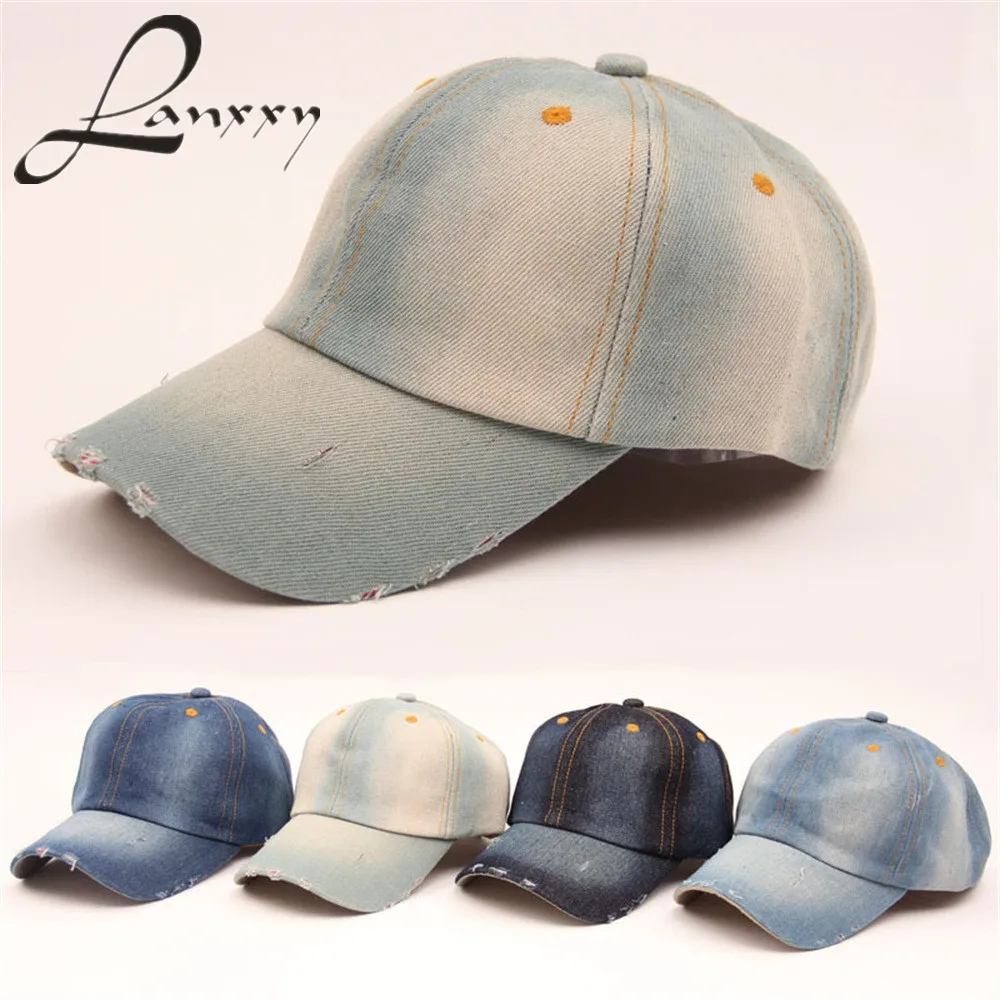 Buy Lanxxy Denim Cap Men and Women Jeans Color Fashion Baseball Caps Vintage